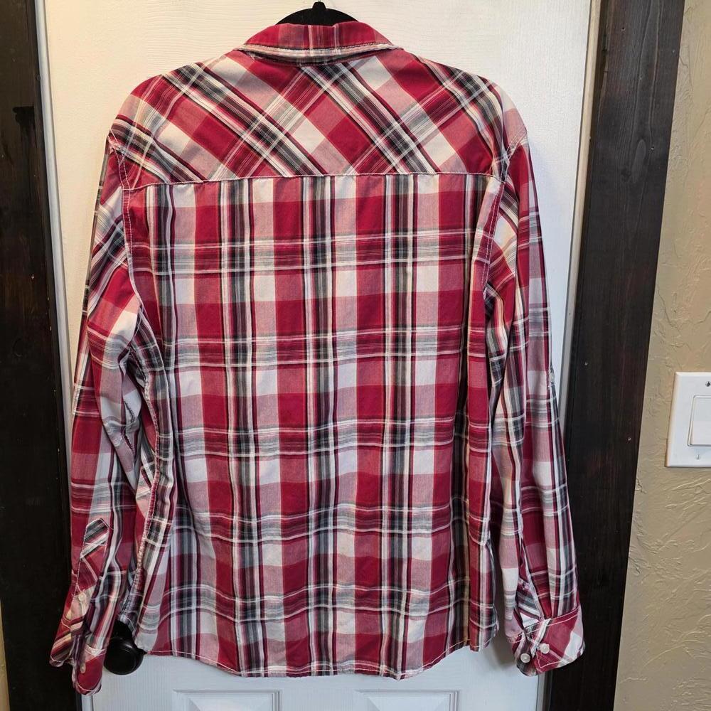 Surplus Men's Red Plaid Button-Up Shirt- XL - Picture 5 of 8